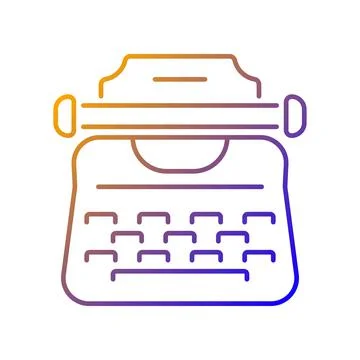 Vintage typewriter gradient linear vector icon Stock Illustration