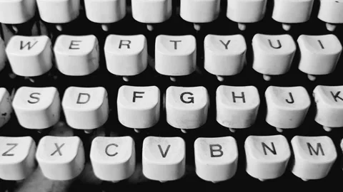Vintage Typewriter Keys in Black and White Stock Footage 326703180
