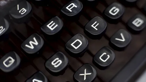 Vintage Typewriter Keys Perspective Macro Retro Keyboard Stock Footage 331556480