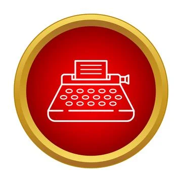 Vintage typewriter writing important text document outline icon Stock Illustration