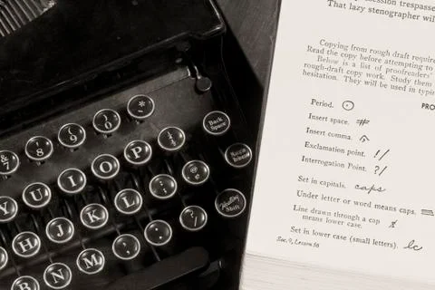 Vintage typing lessons Stock-Fotos