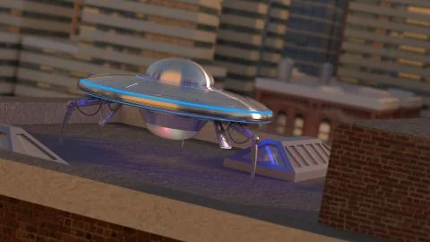 Vintage UFO Computer Generated Stock Illustration