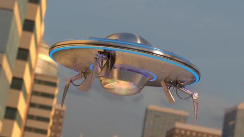 Vintage UFO Computer Generated Stock Illustration