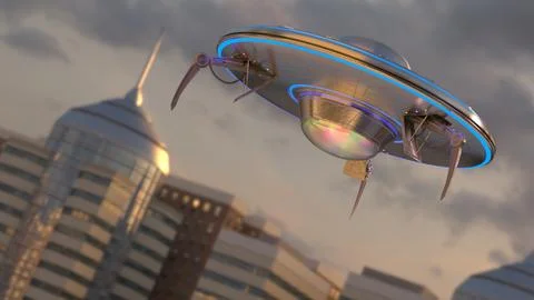 Vintage UFO Computer Generated Stock Illustration