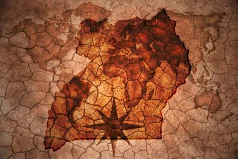 Vintage uganda map Stock Illustration