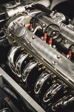 Vintage unique engine of an oldtimer 스톡 사진