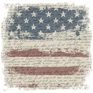 Vintage usa flag background with isolate grunge borders. vector illustration, Stock Illustration