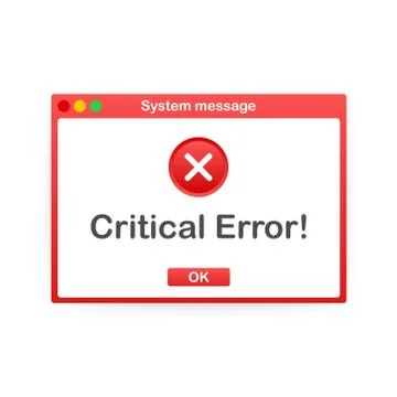 Vintage User Interface. Critical Error Warning Message. Vector stock illustra Illustrazione stock