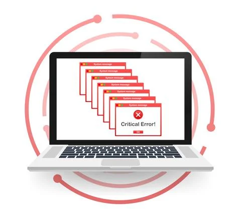 Vintage User Interface. Critical Error Warning Message. Vector stock Illustrazione stock