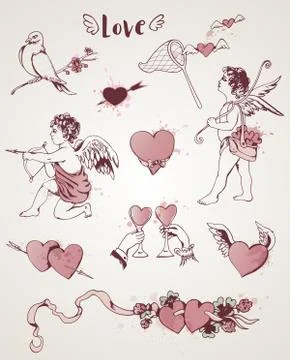 Vintage Valentine elements Stock Illustration