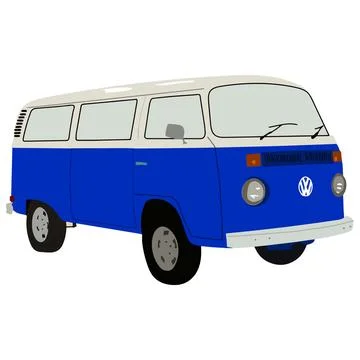 Vintage van on a white background, vector illustration. Stock Illustration
