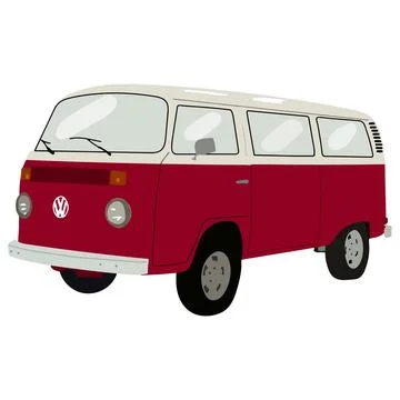 Vintage van on a white background. Vector illustration in a flat style. Stock Illustration