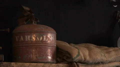 Vintage varsol container Stock Footage 109419334