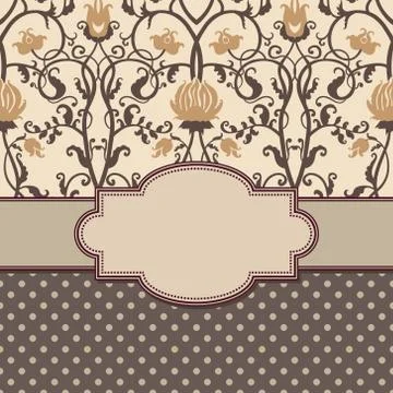 Vintage vector abstract flower frame with text place Stock Illustration