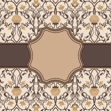 Vintage vector abstract flower frame with text place Stock Illustration