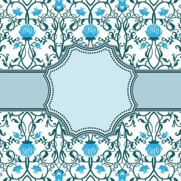Vintage vector abstract flower frame with text place Stock Illustration