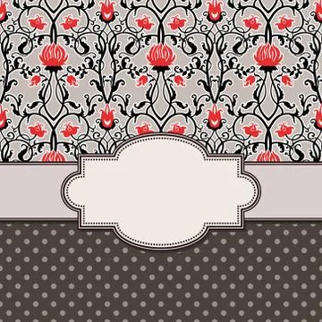 Vintage vector abstract flower frame with text place Stock Illustration