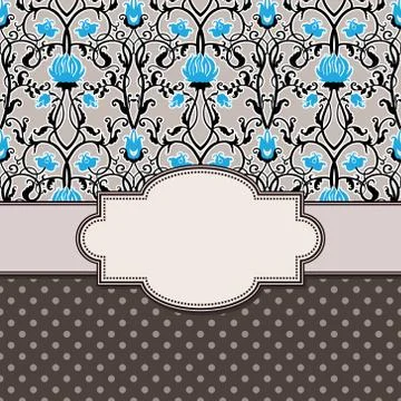 Vintage vector abstract flower frame with text place Stock Illustration
