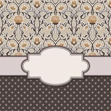 Vintage vector abstract flower frame with text place Stock Illustration