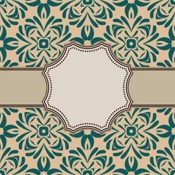 Vintage vector abstract flower frame with text place Stock Illustration