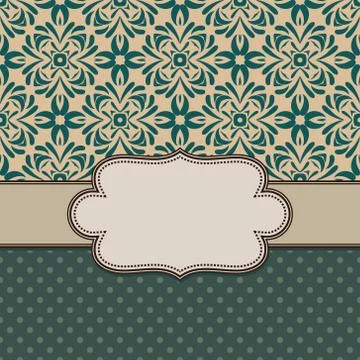 Vintage vector abstract flower frame with text place Stock Illustration