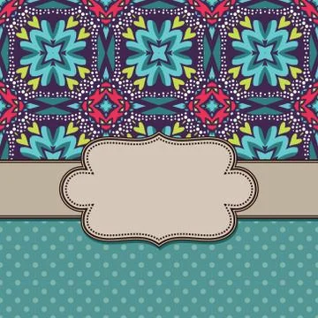 Vintage vector abstract flower frame with text place Stock Illustration