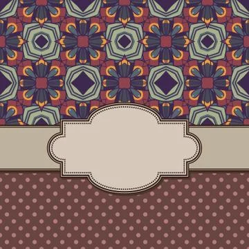 Vintage vector abstract flower frame with text place Stock Illustration
