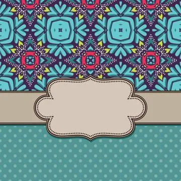 Vintage vector abstract flower frame with text place Stock Illustration