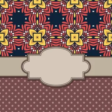 Vintage vector abstract flower frame with text place Stock Illustration