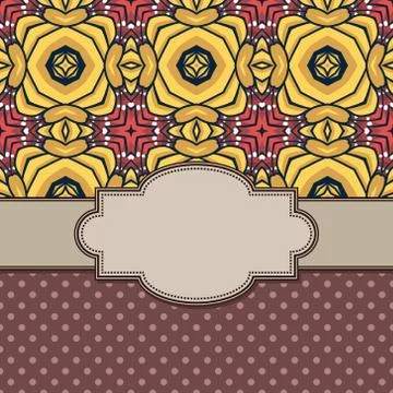 Vintage vector abstract flower frame with text place Stock Illustration
