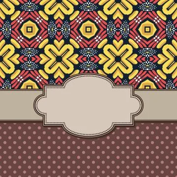 Vintage vector abstract flower frame with text place Stock Illustration