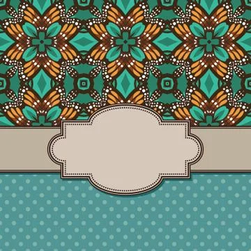 Vintage vector abstract flower frame with text place Stock Illustration