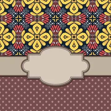 Vintage vector abstract flower frame with text place Stock Illustration