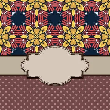 Vintage vector abstract flower frame with text place Stock Illustration