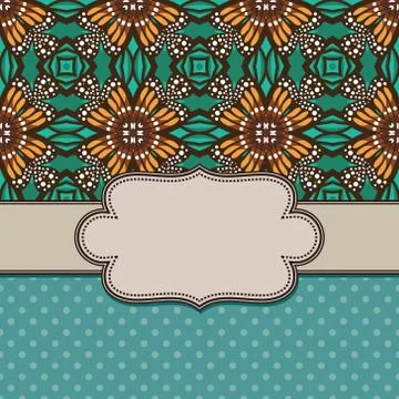 Vintage vector abstract flower frame with text place Stock Illustration