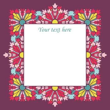 Vintage vector abstract flower frame with text place Stock Illustration