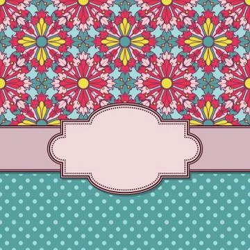 Vintage vector abstract flower frame with text place Stock Illustration
