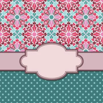 Vintage vector abstract flower frame with text place Stock Illustration
