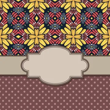 Vintage vector abstract flower frame with text place Stock Illustration