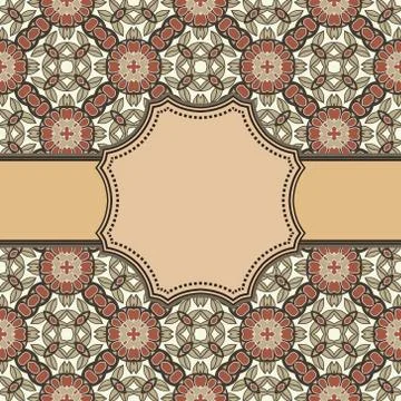 Vintage vector abstract flower frame with text place Stock Illustration