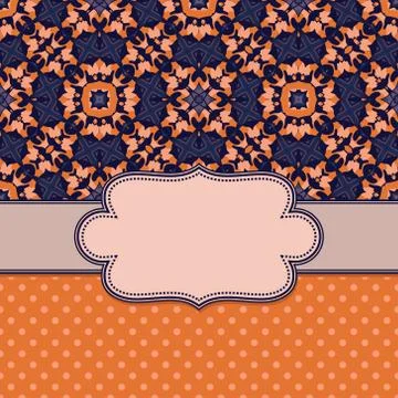 Vintage vector abstract flower frame with text place Stock Illustration