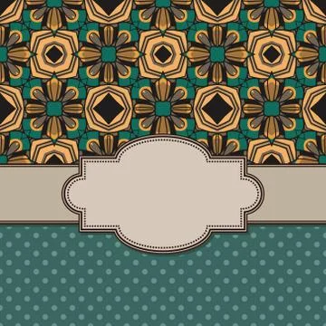 Vintage vector abstract flower frame with text place Stock Illustration
