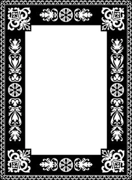 Vintage Vector Book Cover Frame with Flourish Design Elements - Black and Whi Stock Illustration