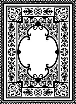 Vintage Vector Book Cover Frame with Flourish Design Elements - Black and Whi Stock Illustration