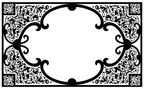 Vintage Vector Book Cover Frame with Flourish Design Elements - Black and Whi Illustrazione stock