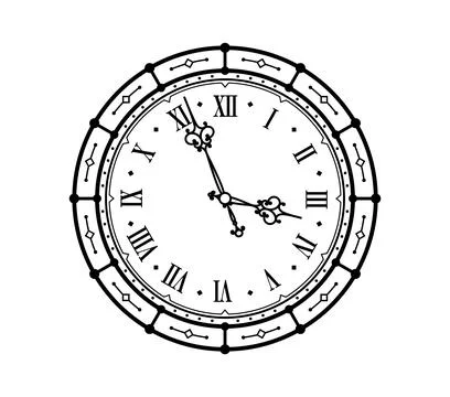 Vintage vector clock face with Roman numbers Stock Illustration