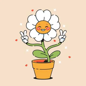 Vintage vector clockwork character. Retro character, 70s hippie style, psyc.. 스톡 일러스트