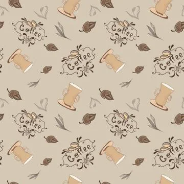 Vintage Vector Coffee Pattern Stock Illustration