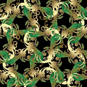 Vintage vector floral seamless pattern. Abstract baroque background wallpaper Stock Illustration