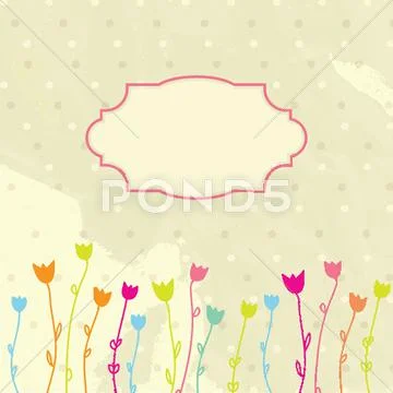 Vintage vector frame on floral background Stock Illustration